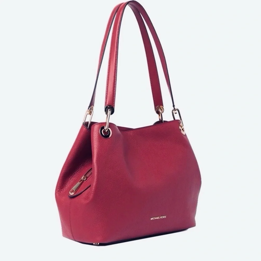 MICHAEL KORS Raven Large Leather Shoulder Bag, burgundy